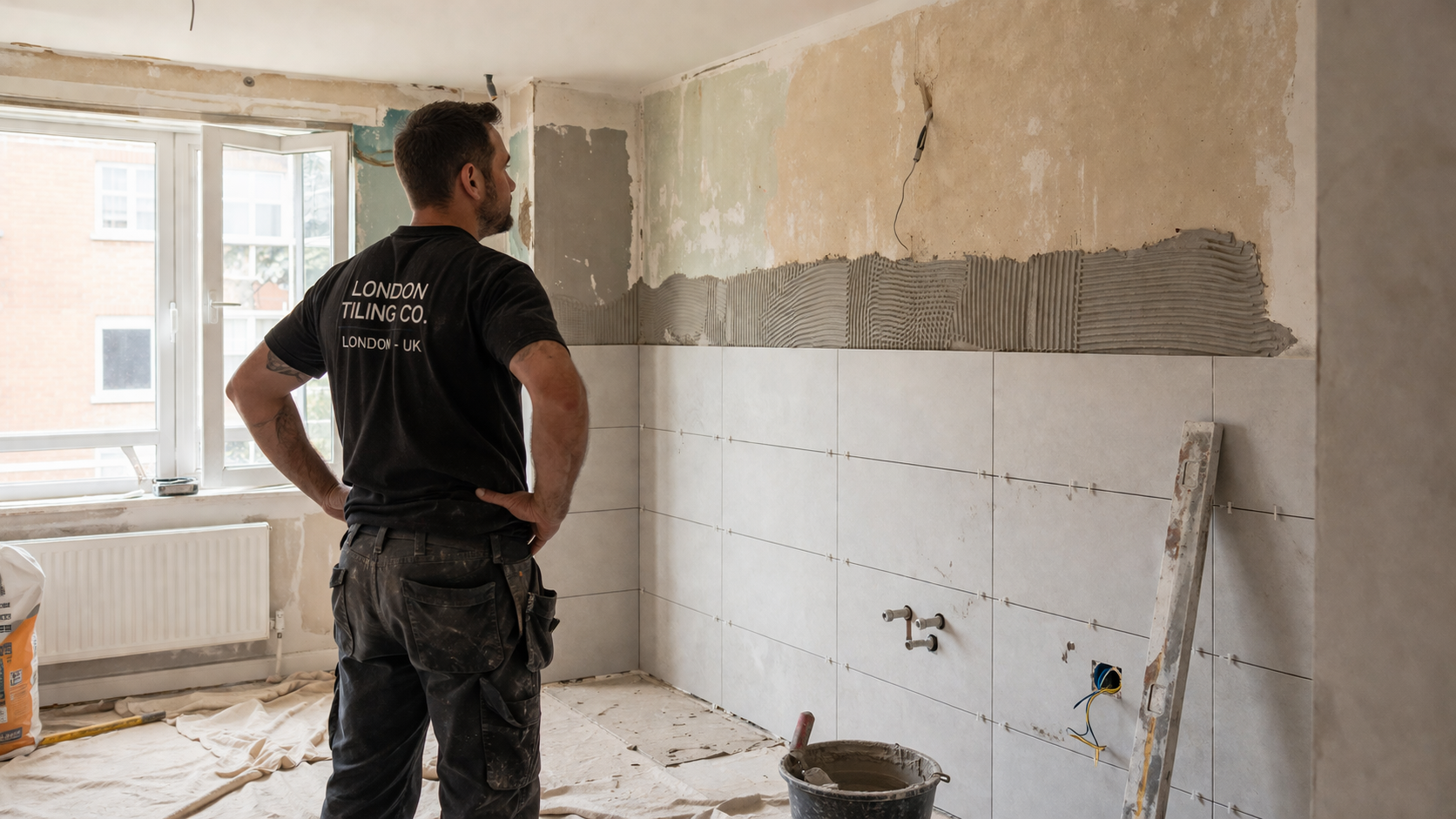 Reformista revisando fotos de obra desde el móvil en mitad de una renovación